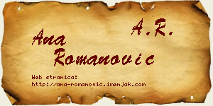 Ana Romanović vizit kartica